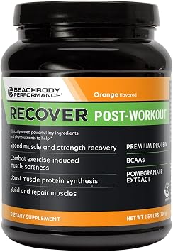 BODi Recover Whey Protein Powder Blend Post-Workout Orange Whey Supplement for Muscle Recovery with 20g Protein, BCAAs, Pomegranate Extract - Fast Recovery - 20 Serving Tub