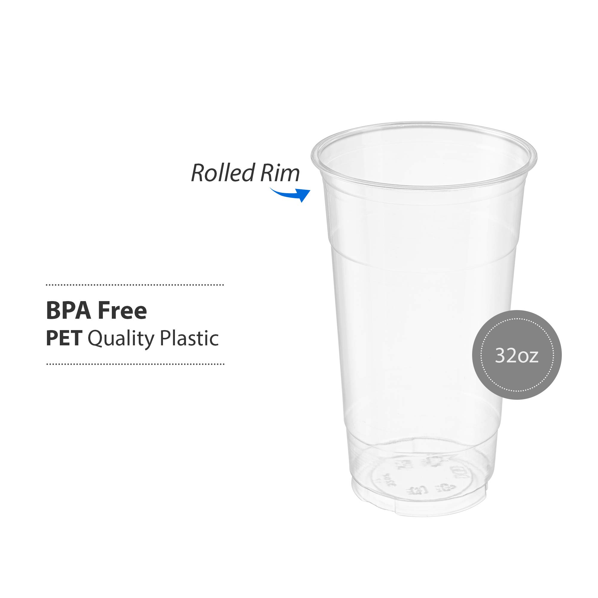 ELEGANT DISPOSABLES [50 unidades] Vasos de PET transparentes de 32 onzas para café helado, bebidas frías, aguanieve, batidos, sorbetes, fiestas, vasos desechables de plástico