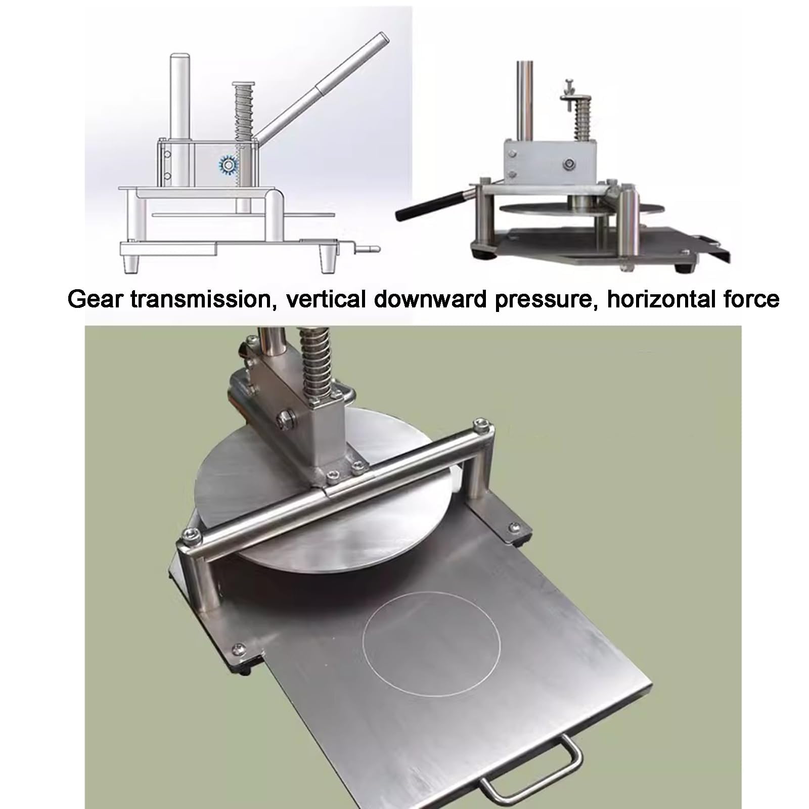 Prensa Para Pizza De Acero Inoxidable, Con Ajuste Manual Del Grosor | Placa De Presión Redonda De 25 Cm, Fabricada Con Apto Para Uso Alimentario