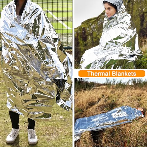 Image of 83 inch x 63 inch Emergency Blankets Mylar Thermal Blanket | Space Blankets Survival Mylar Blanket Perfect for Outdoors, Hiking, Camping Survival
