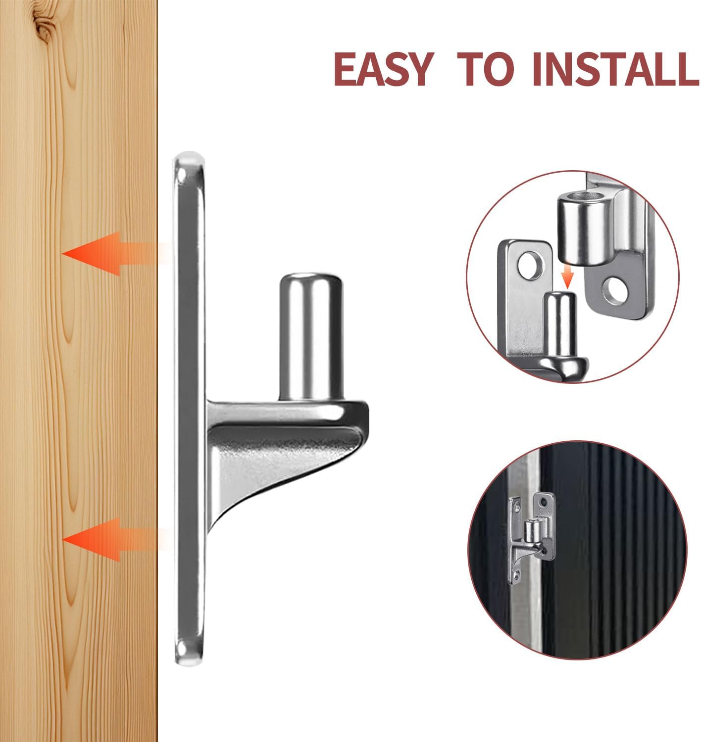 2 Pack 304 Stainless Steel Gate Hinges, 5/8'' Wall Mount Gate Hinge for Farm Gates Wooden Fence, Capacity up to 600lbs