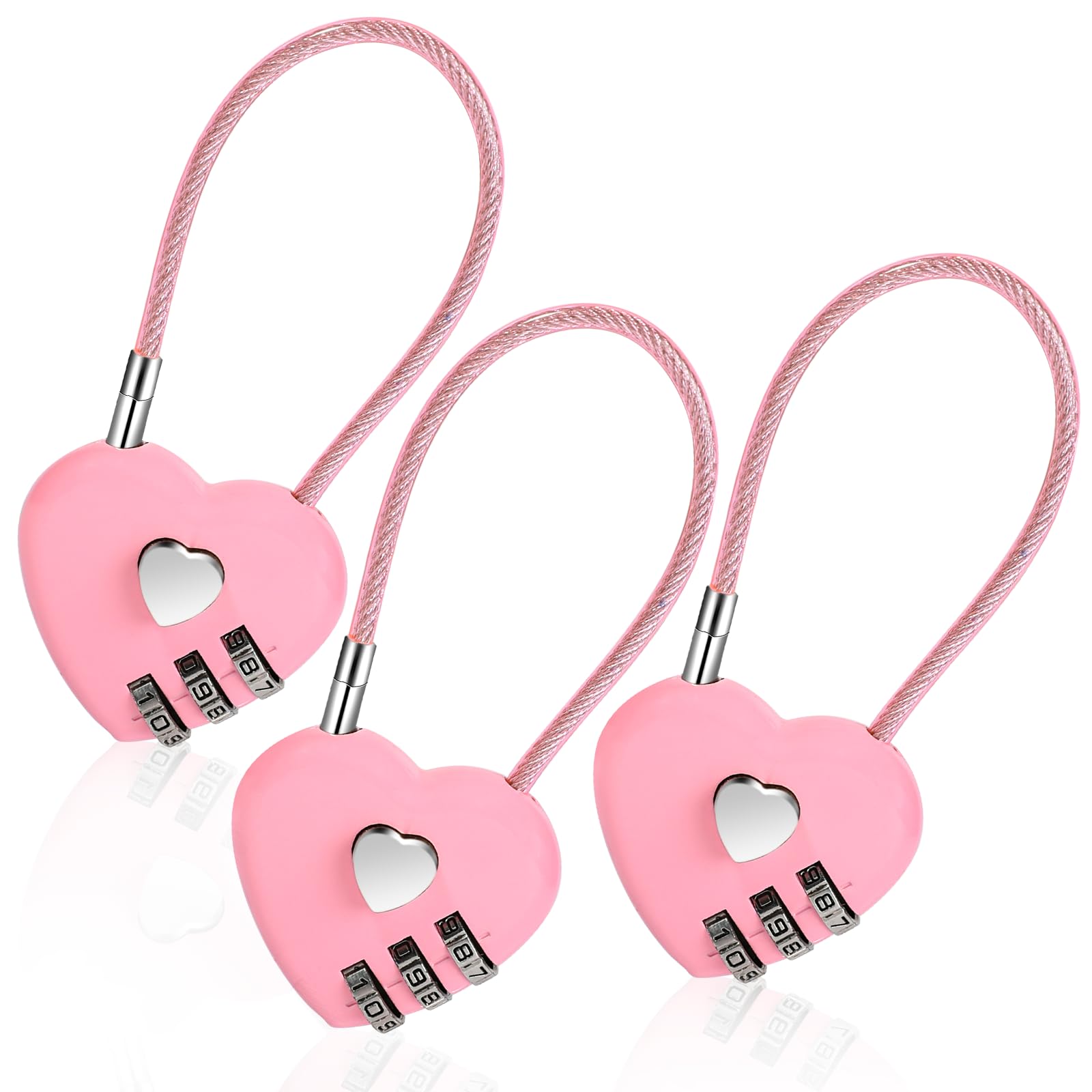 【Pink Love 】★希少　ホワイトラタン　ハート♡チェスト 3 Pcs Heart Shaped Cute Locker Locks - Pink Mini Love Heart