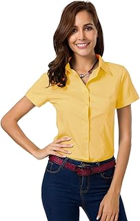 Mustard yellow button up shirt women's Clearance