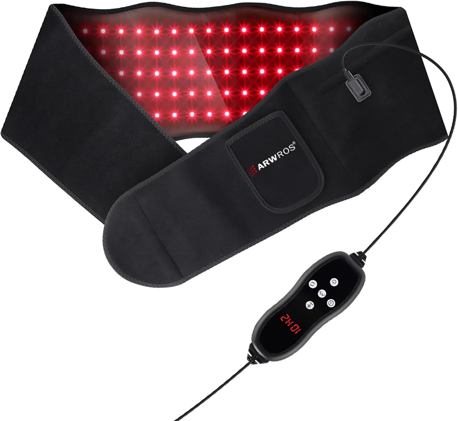 Red Light Therapy Belt - 660nm & 850nm Wavelength, Red Light Therapy Wrap, Near-Infrared Light Belt for Back, 5 Brightness Levels, 5 Vibration Levels, Timer