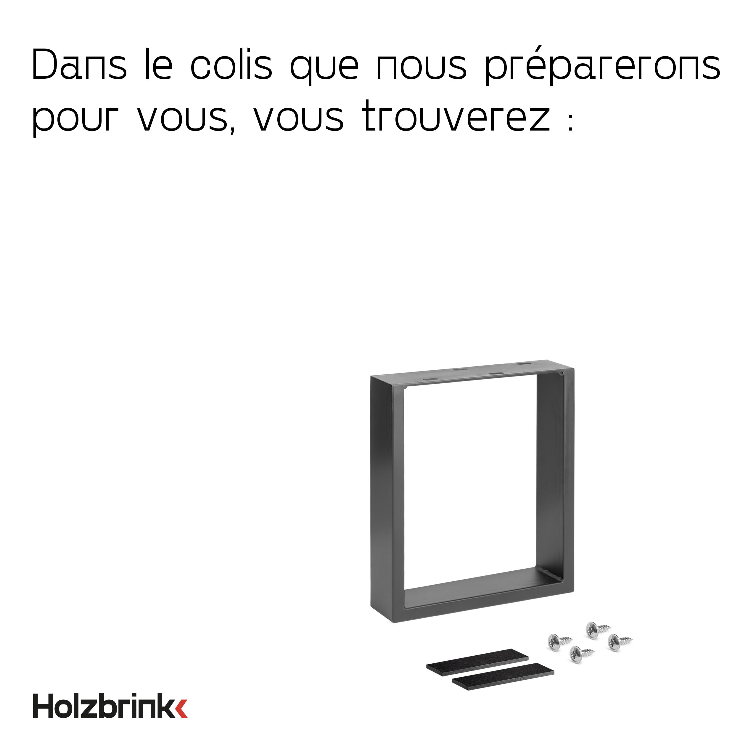 HOLZBRINK Pied de Table en métal Noir | Support de Table/Cadre pour Table Basse, Table à Manger, Bureau, Banc | 1 Pied Taille 30 x 43 cm