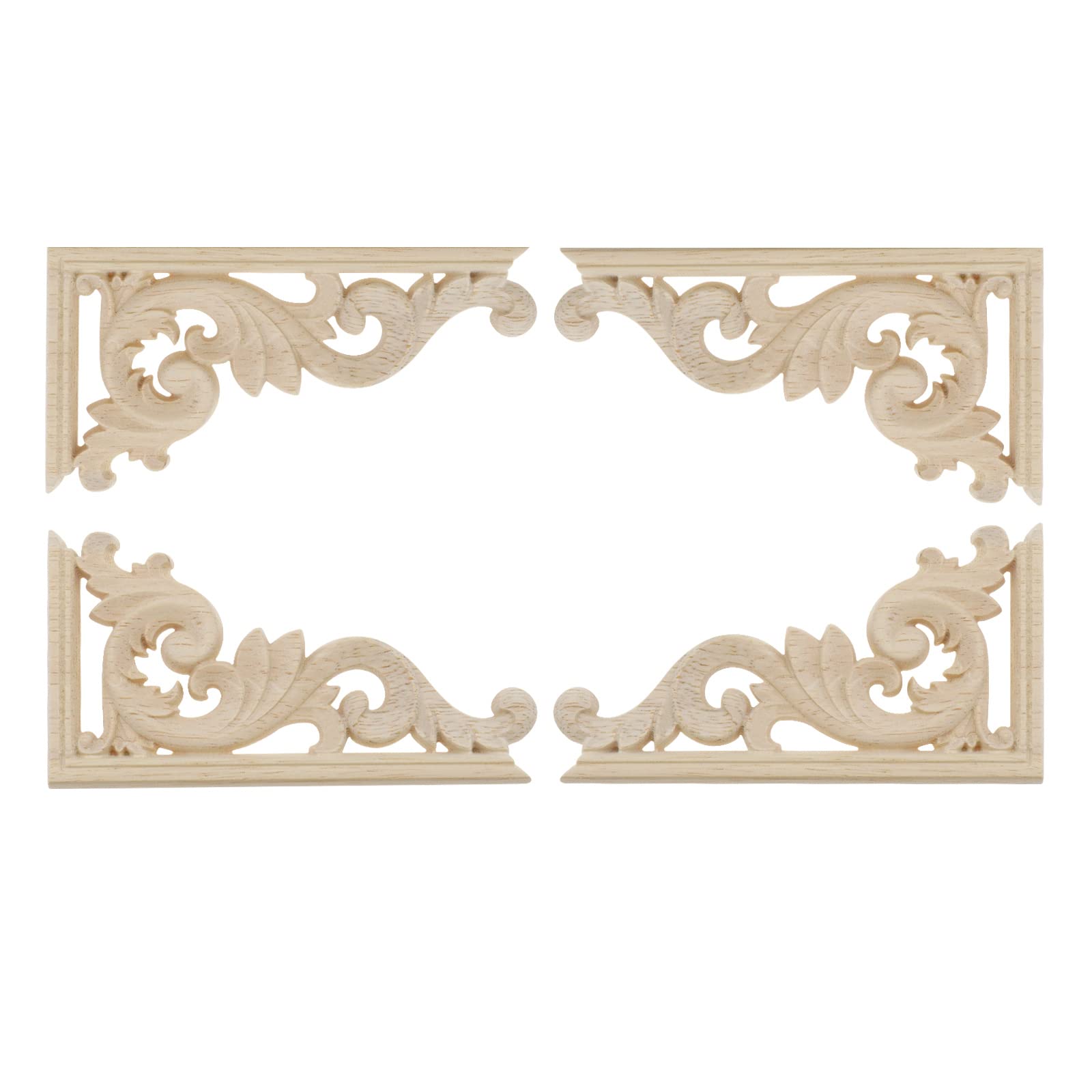 The Lord of the Tools4Pcs Wooden Ornaments Wood Carving Decoration Furniture Appliques for Cabinets Windows Mirrors Dressing Tables Walls Door12.8x7cm/5.04x2.76inch