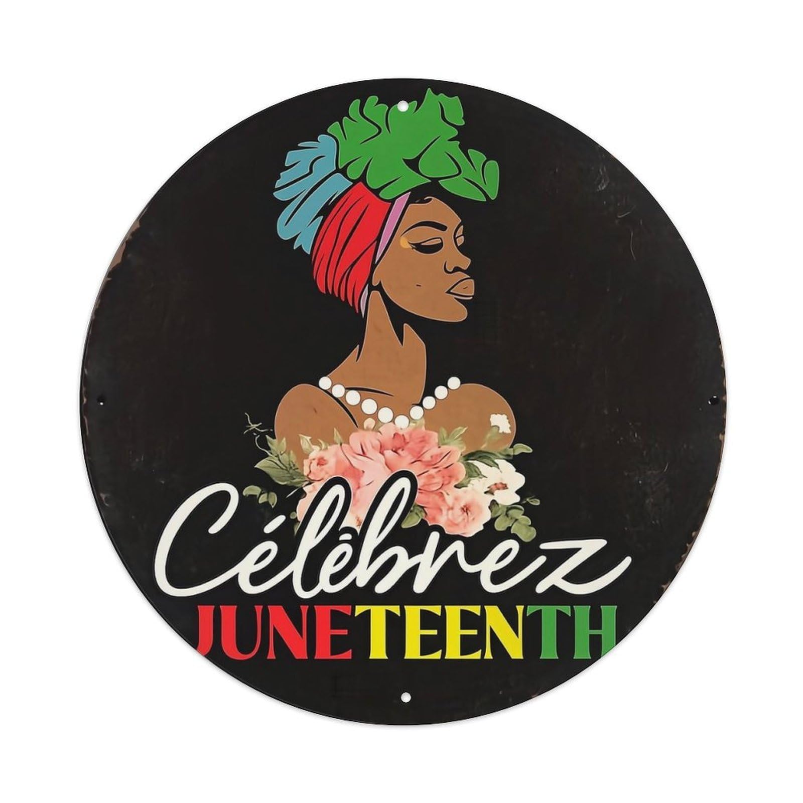 Jdyansheng Vintage Celebrate Juneteenth Woman Floral Design Tin Sign Metal Poster Metal Signs For Home Man Cave Bar Cafe Kitchen Laundry Room Wall Decorations 8X8 Inches
