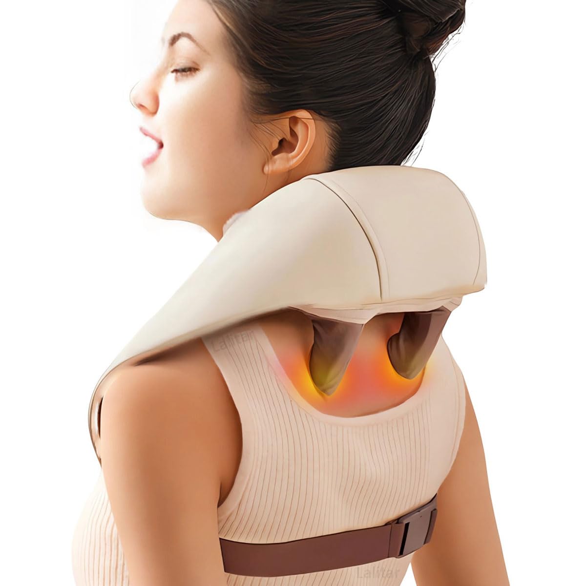 Lalitar Shiatsu Neck Massager with Heat Electric Shoulder & Cervical Massage, Pillow for Neck, Back, Shoulder,Trapezius Muscle Pain Relief