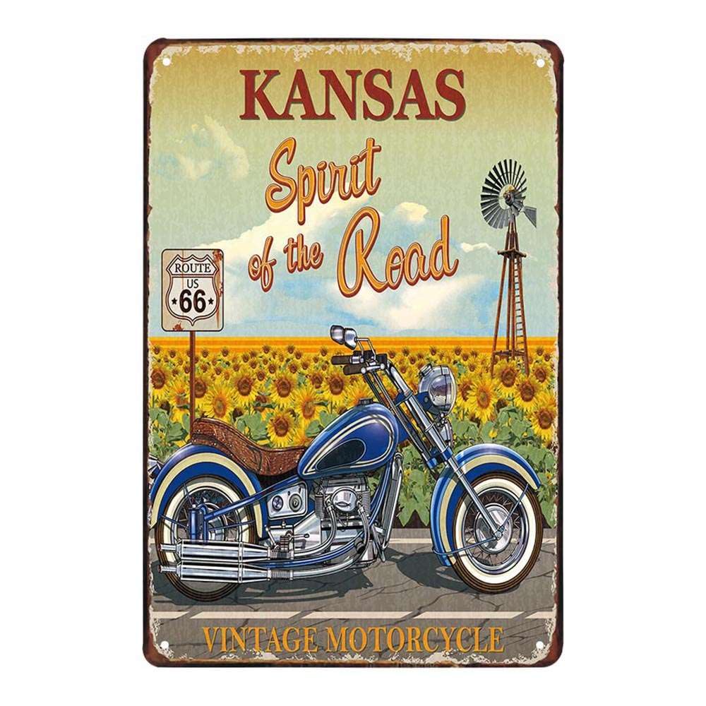 Route 66 Gas Motorcycles – Targa in metallo retrò vintage set di 4