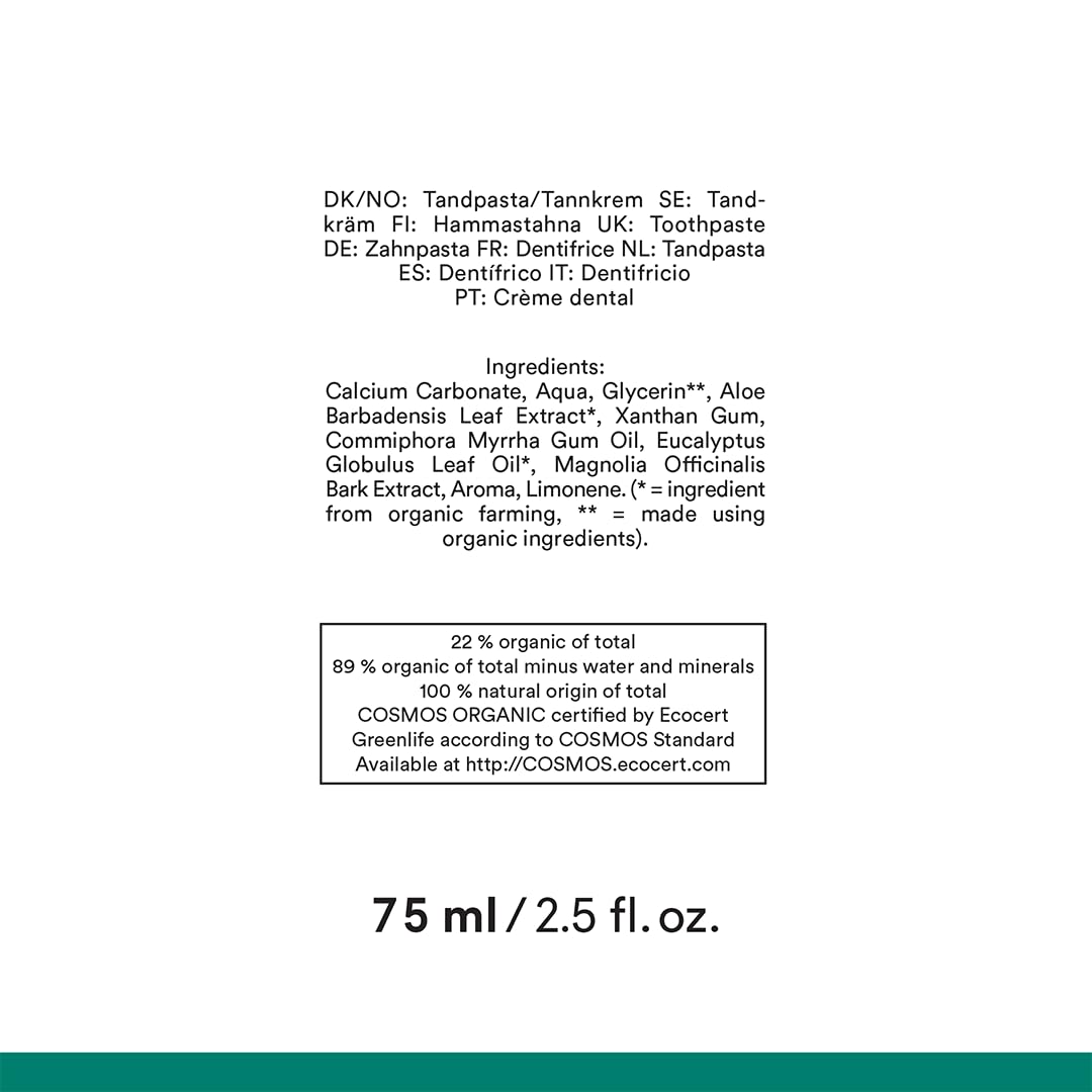 Urtekram Toothpaste - Strong Mint - Bio 9-75 ml, Vegan, Organic, Flour Free, Natural Origin