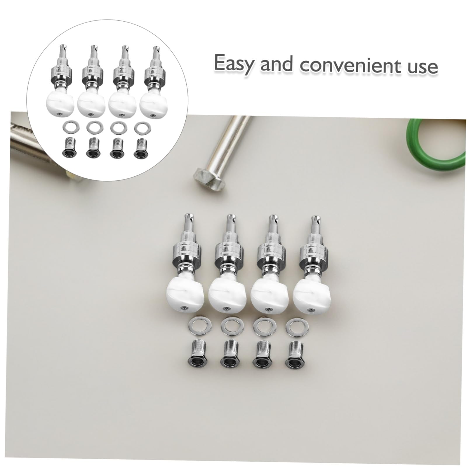 4 Stück Banjo Teile aus Metall mit 4 Stimmwirbeln und 4 Buchsen in Silber Hohe Zuverlässigkeit und Schönes Design für Banjo Zubehör