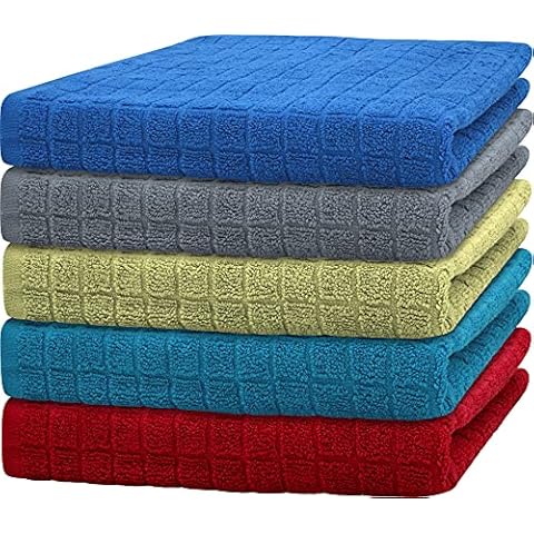 Tea Towels Terry 100% Cotton Kitchen Towel Pack Of 4 Dish Cloth Absorbent Restaurant Bar Towel Glass Long Lasting Catering Cloths Super Soft Cover