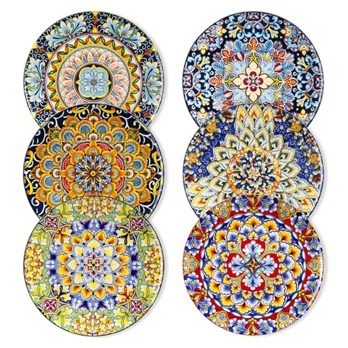 Image of vancasso Salad Plates Set of 6, 8.5 Inch Ceramic, Microwave Safe