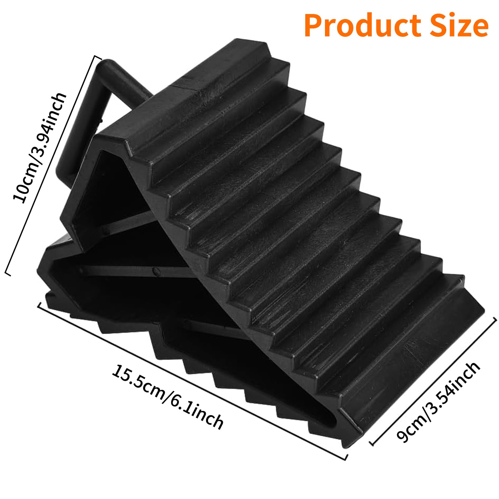 2pcs Cunei Plastica con Maniglia, Cunei Rimorchio Fino a 1,6 t, Cunei Ruote, Cuneo Ruota Freno, Supporto Ganasce Freno per Auto, Camion, Rimorchi, Roulotte, Camper, Cuscinetti Supporto per Pneumatici