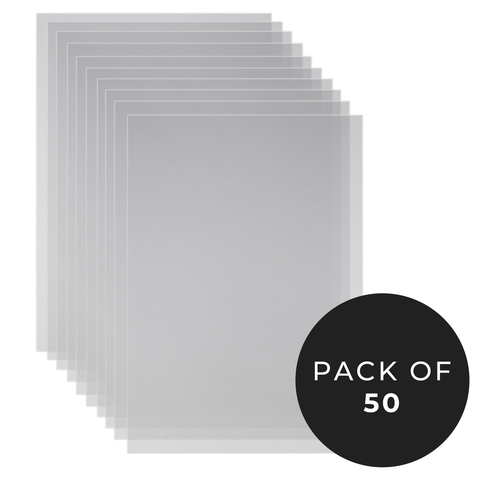 Risch Matte Finish Vinyl Menu Overlays – Paper Sheet Protectors for Carded and Strip Interior Menu Covers, Wipeable, Reusable, 10-Gauge Vinyl, 8.5” X 14”, Pack of 50
