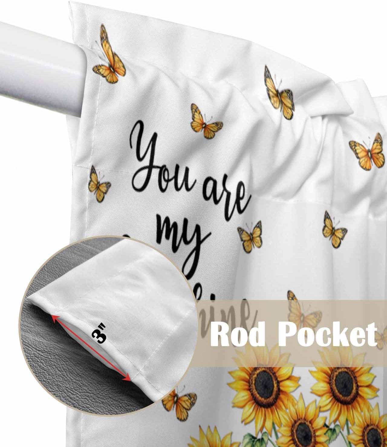 Prime Leader Summer Sunflower Swag Valance Curtains You are My Sunshine Flowers Butterfly Kitchen Curtains Scalloped Window Treatment Valances Swags for Living Room, 36" W x 45" L