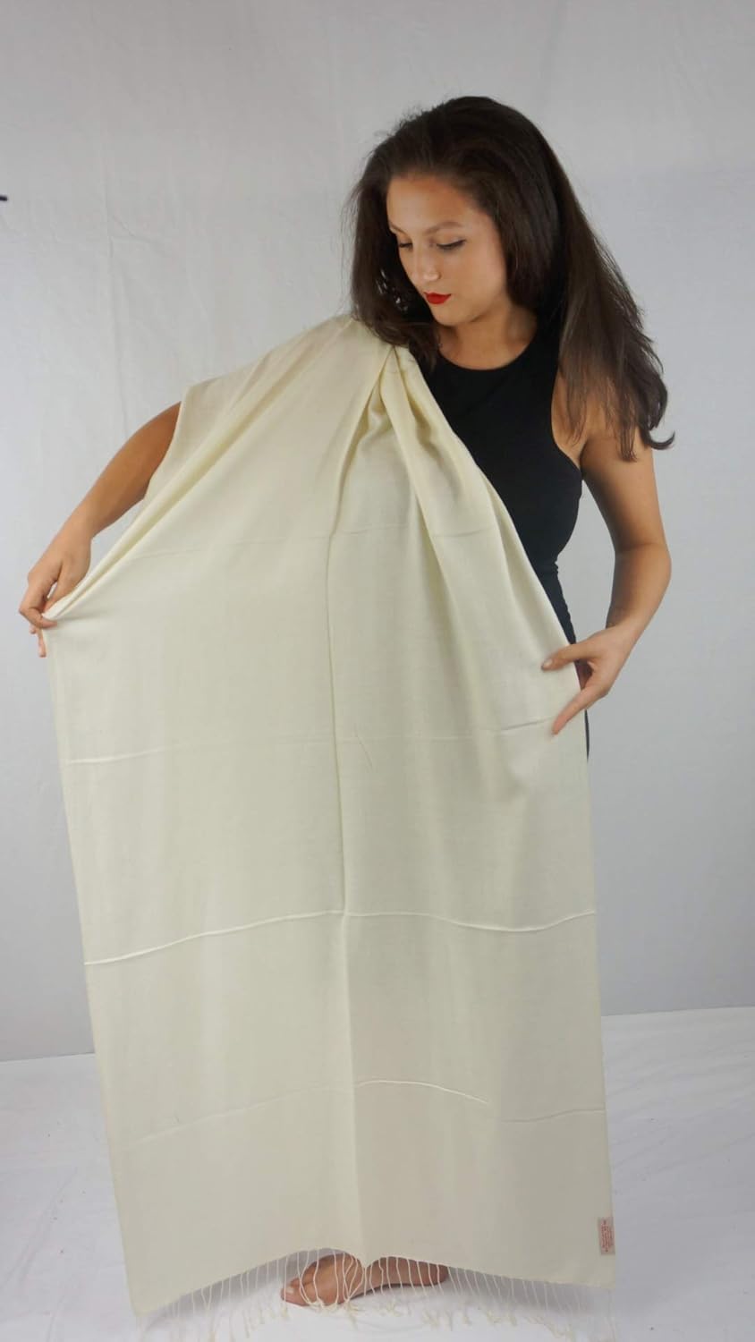 Solid Pashmina Shawl, Scarf, Wrap & Stole (Large size) Vanilla