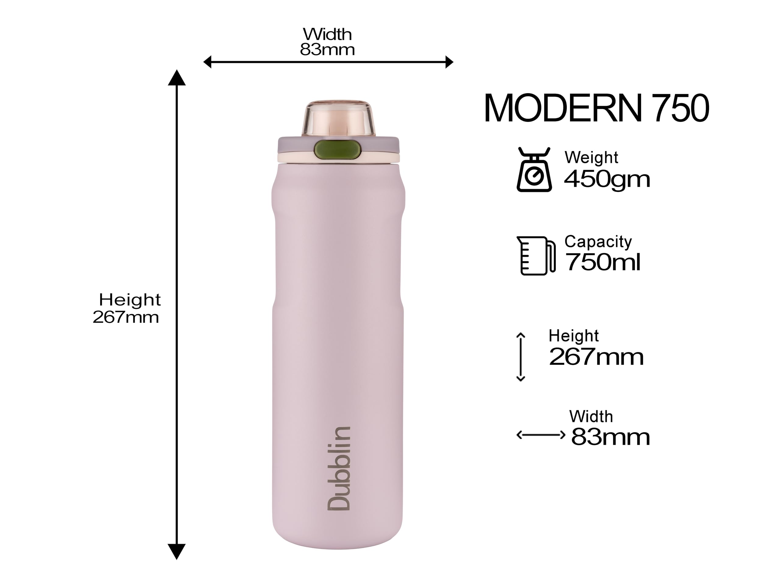 Dublin Stainless Steel Water Bottle - Leakproof & Insulated -3