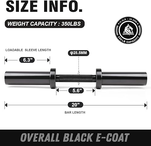 Miniatura 3 de LIONSCOOL Pares de mancuernas cargables de 16"20" en grado comercial, barra de mancuernas olímpicas de alta resistencia para entrenamiento de