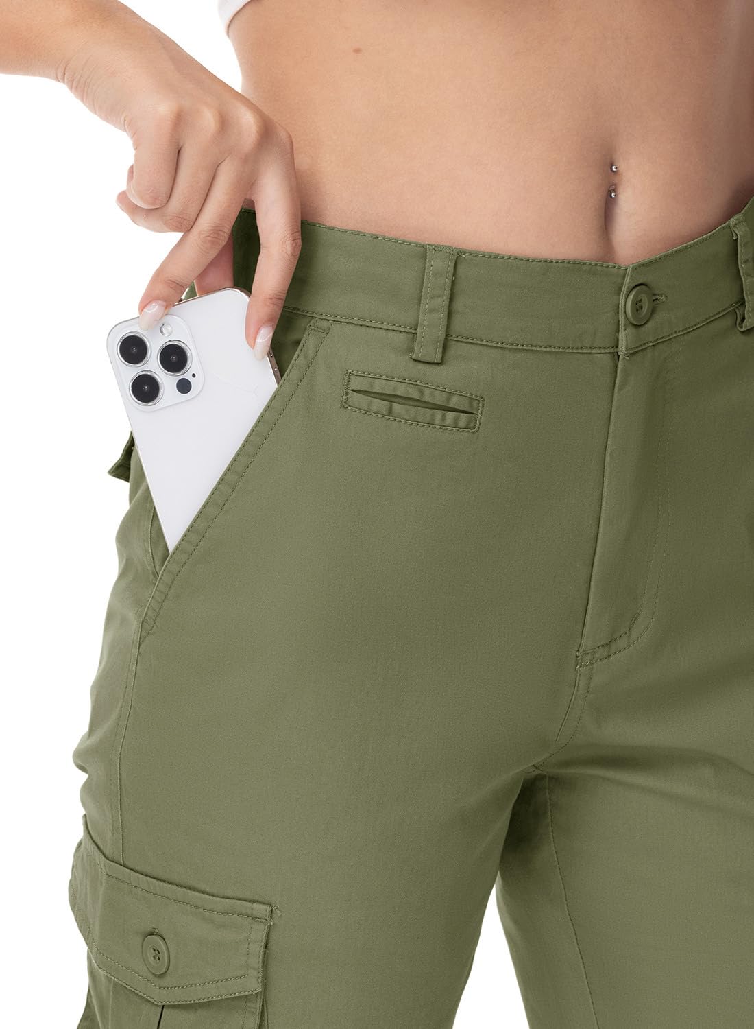 Gopune Damen-Cargohose, leicht, Outdoor, Reisen, Arbeit, lässig, Baumwolle, mit 7 Taschen