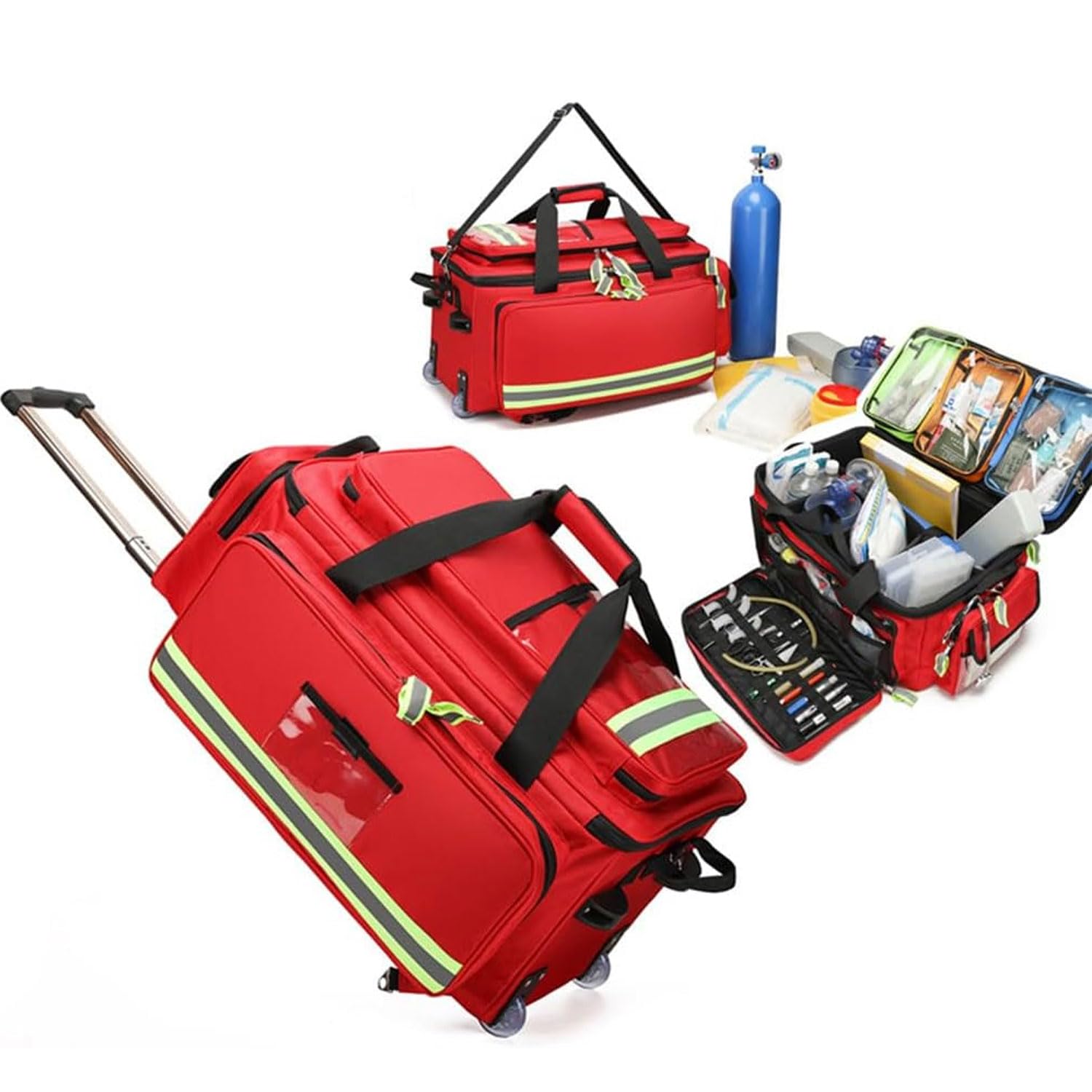 Bolsa médica de emergencia con ruedas, mochila de tela Oxford 1800D, kit de primeros auxilios ignífugos, ideal para EMT, EMS, policía, bomberos, enfermeras, médicos