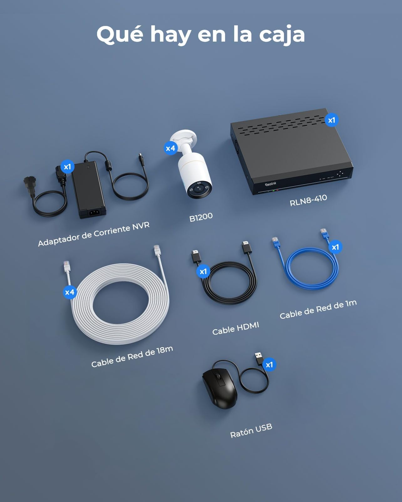 Reolink 12MP Kit Camaras de Vigilancia Exterior H.265, 4pcs Sistema de Cámara Seguridad con 30M Visión Nocturna, Audio bidireccional, NVR de 8 Canales con HDD de 2TB, Grabación 24/7, RLK8-1200B4-A