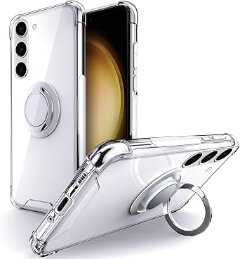 Silverback for Samsung Galaxy S23 Case Clear with Ring Kickstand, Protective Soft TPU Shock -Absorbing Bumper Shockproof Phone Case for Galaxy S23 - Clear