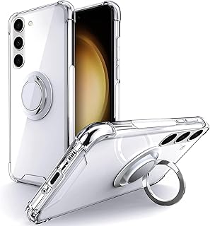 Silverback for Samsung Galaxy S23 Case Clear with Ring Kickstand, Protective Shock -Absorbing Bumper Shockproof Phone Case for Samsung Galaxy S23 5G 6.1 inch - Clear