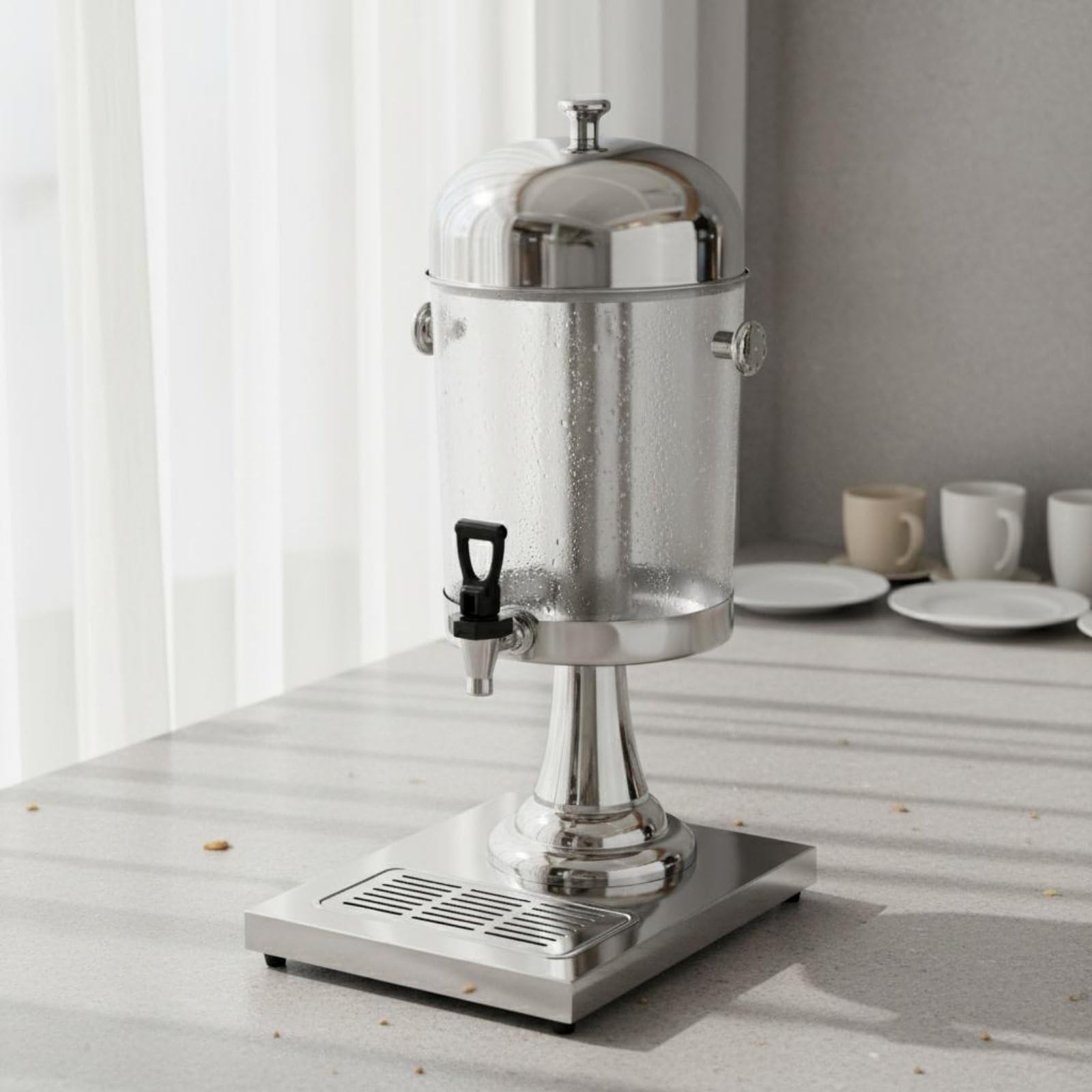 de Bebidas Dispensador de Iced Tea Máquina de Bebidas Contenedor PC Transparente Construcción Acero Inoxidable Adecuado para Servicios de Desayuno Cafeterías Comedores Reuniones, Gold