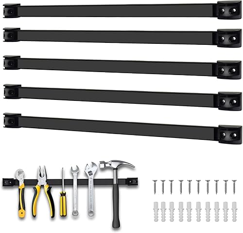 Paquete de 5 soportes magnéticos para herramientas, tiras magnéticas, barra magnética con revestimiento de PVC para organizador de herramientas de