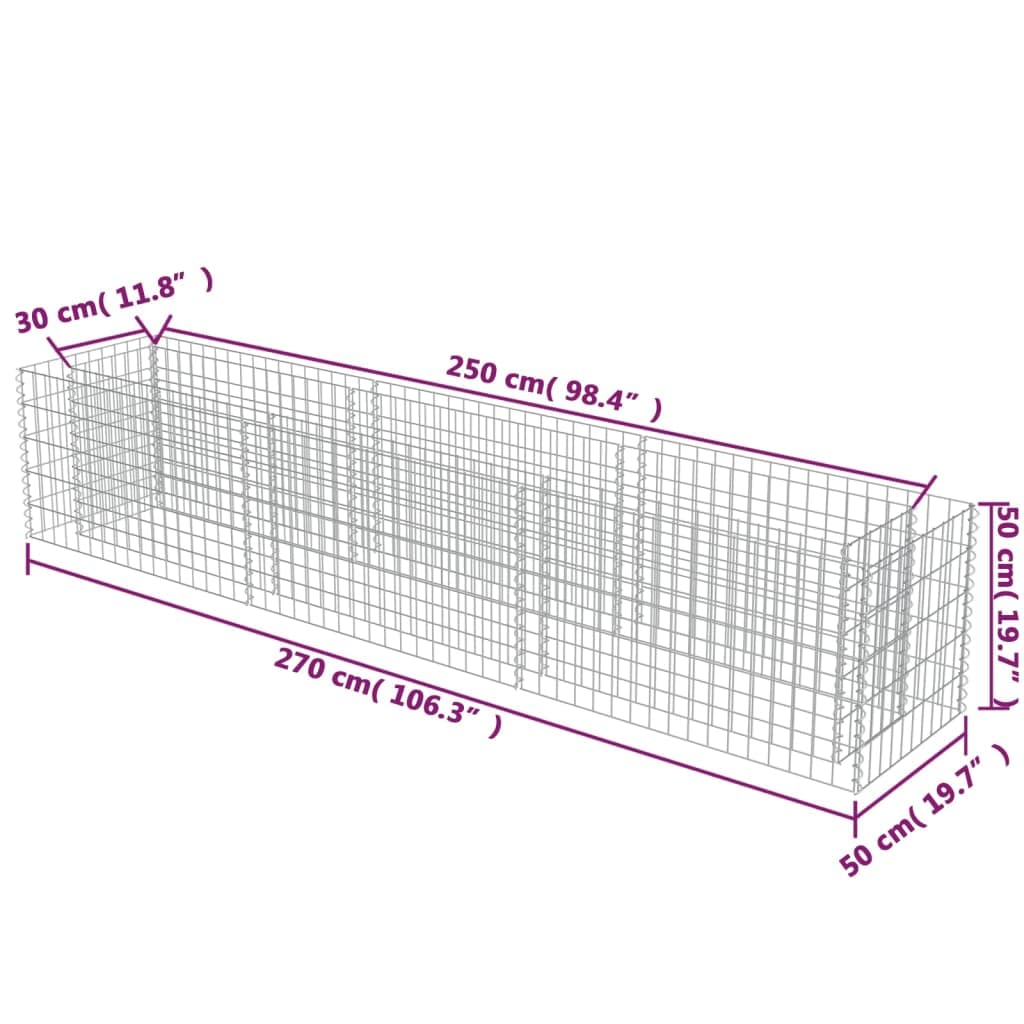 Myheimly Gabionen-Hochbeet Verzinkter Stahl 270×50×50 cm