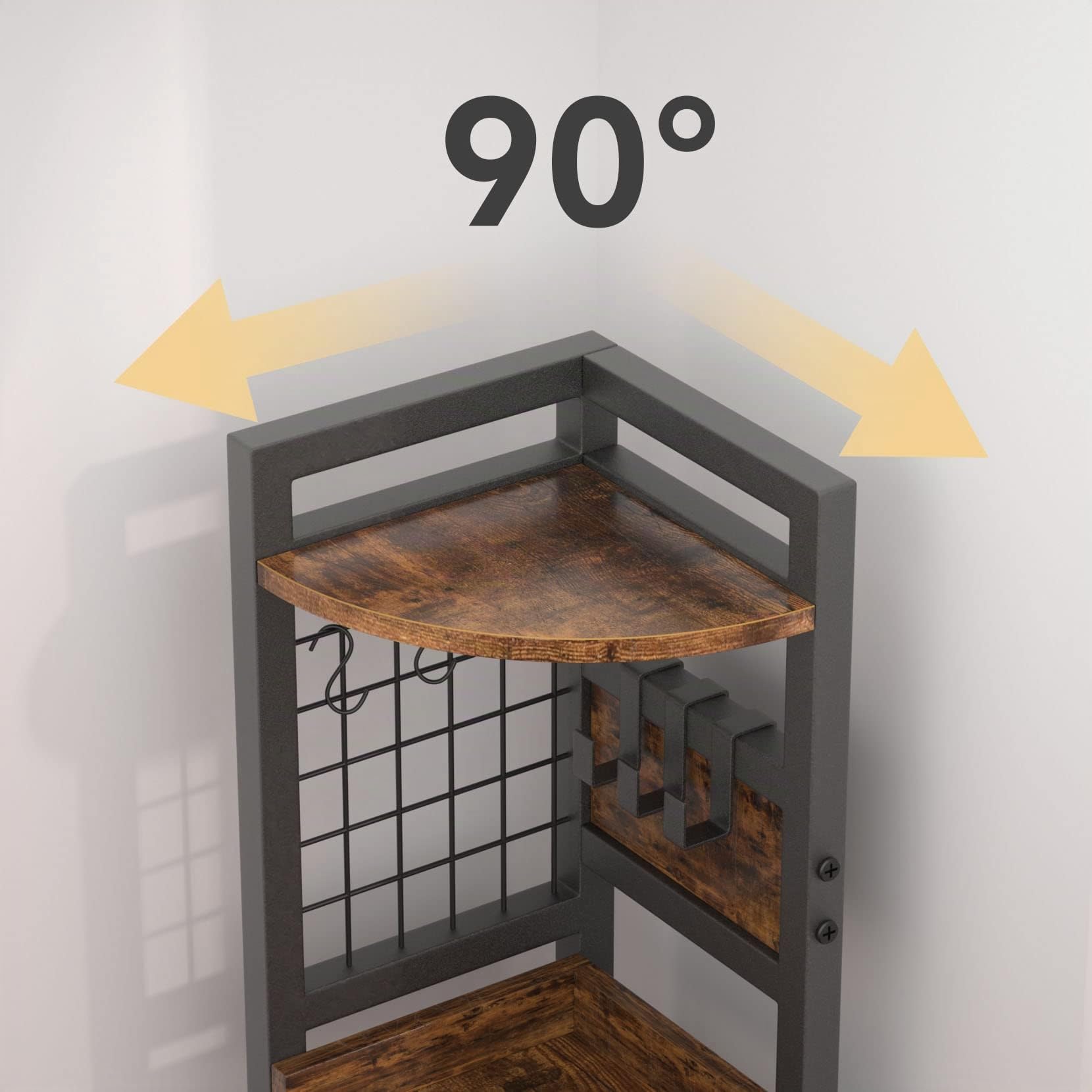Dripex Mensola angolare a 5 ripiani, Scaffale ad Angolo, Portavasi, Libreria angolare per Ufficio, Studio, Soggiorno, Camera da Letto, Marrone Vintage e Nero, 40x40x152cm