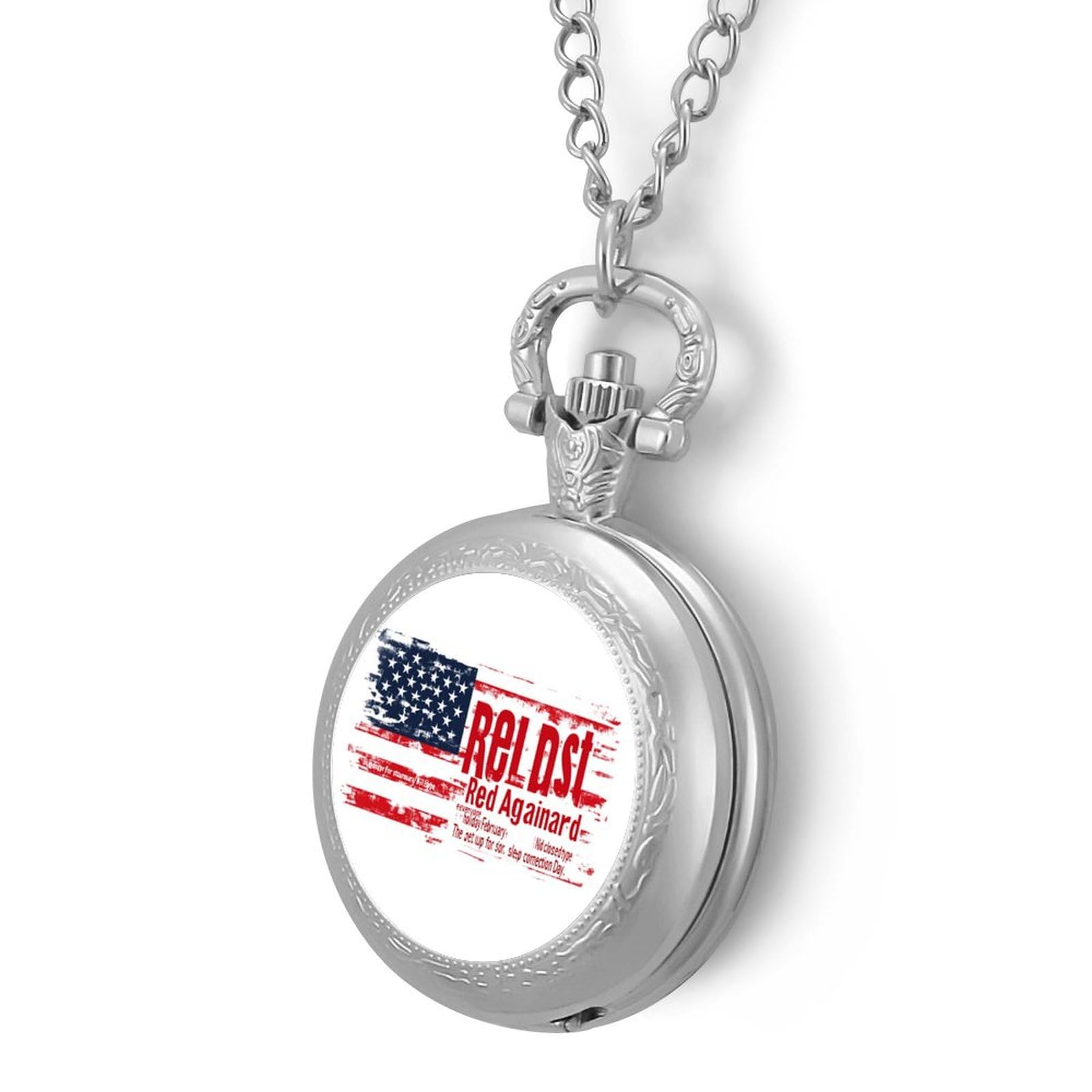 Vintage Banner Vintage Pocket Watch with Chain Numerals Scale Christmas Graduation Birthday Gifts Valentine's Day Silver-Style