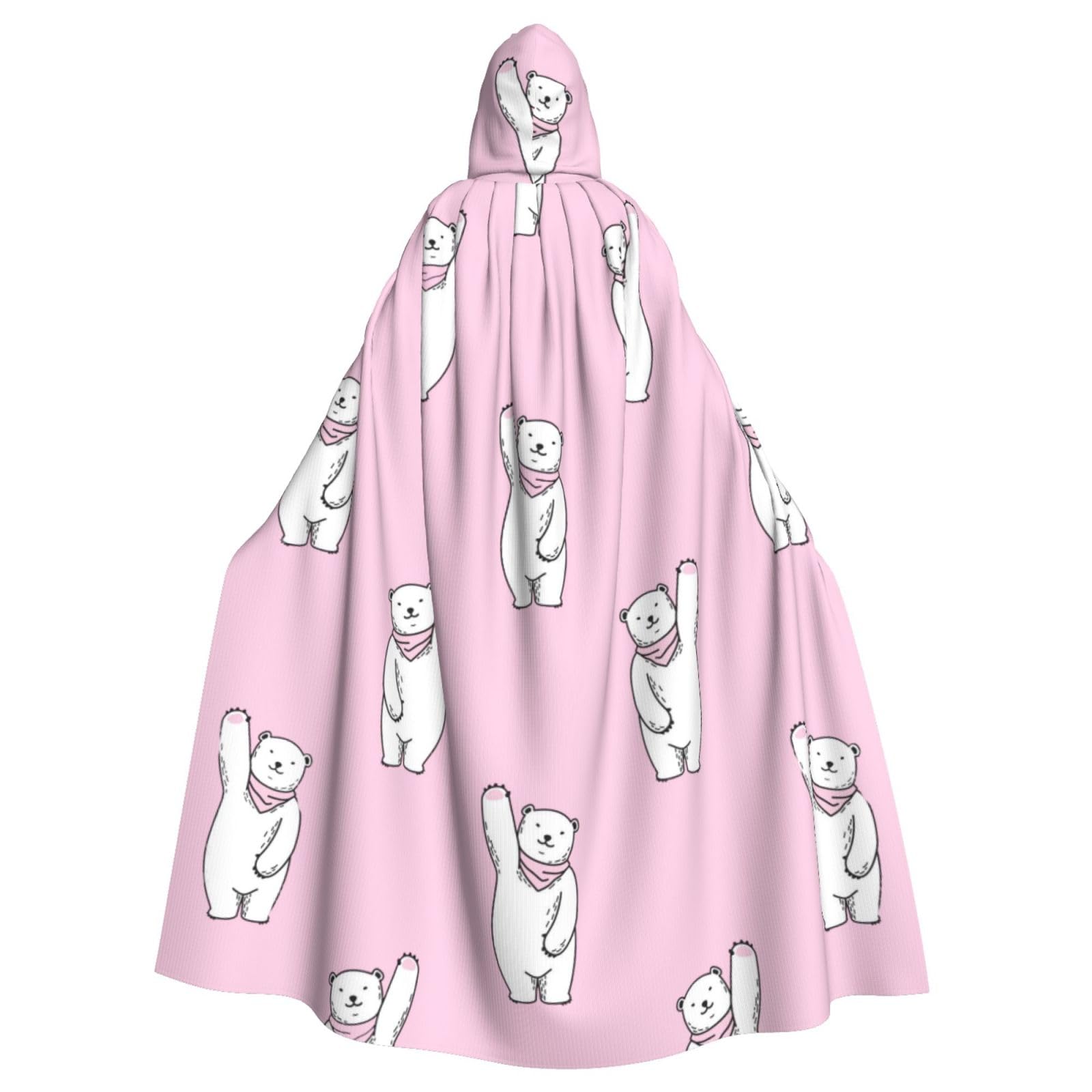 Polar Bear Pink Unisex Hooded Halloween Cloak Cosplay Halloween Christmas Fancy Dress Costumes For Adults โ image 1