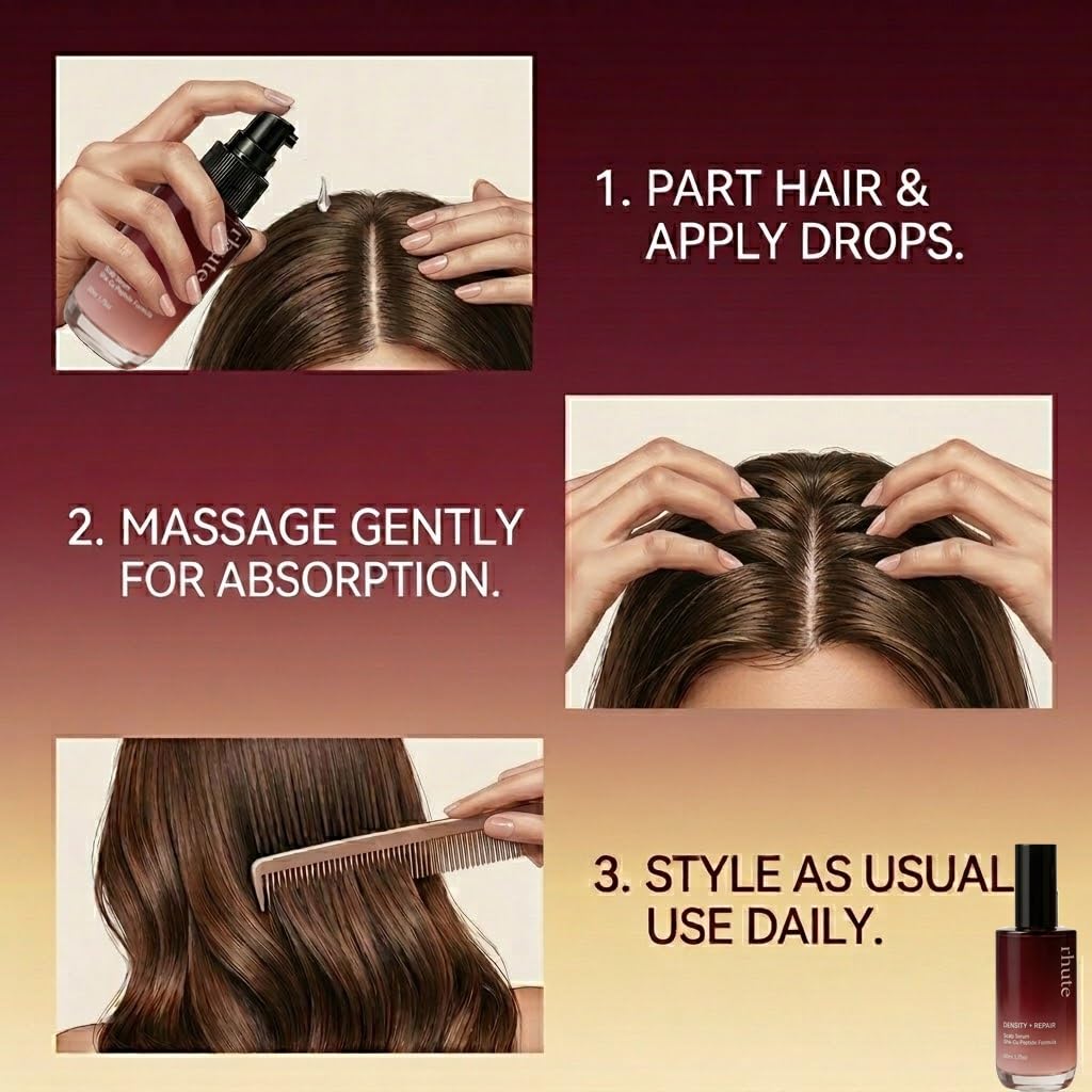 Rhute Hair Serum, Rhute Scalp Serum Daily Strengthening Treatment for Weak or Damaged Haireptide-Powered Formula for Thicker (1pcs)