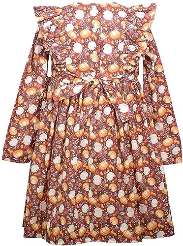 Bonnie Jean Thanksgiving Long Sleeves Harvest Smocked Pumpkin Girls' Dress2