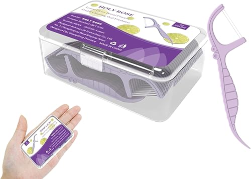 Miniatura 1 de Holy rose Púas de hilo dental portátil con 50 hilos dentales, palitos de hilo dental Holy rose de doble línea, herramienta perfecta para limpieza