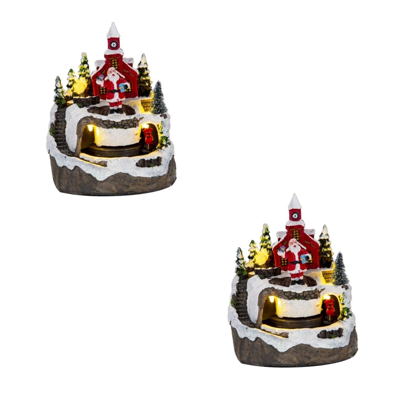 Cabilock 2 Pz Casa della Musica Natalizia Chiari Ornamenti Natalizi Alberi di Natale Orpello Natalizio Rami di Natale Luci Dell'albero di Natale Decorazione Decorazioni Illumina Casa Resina