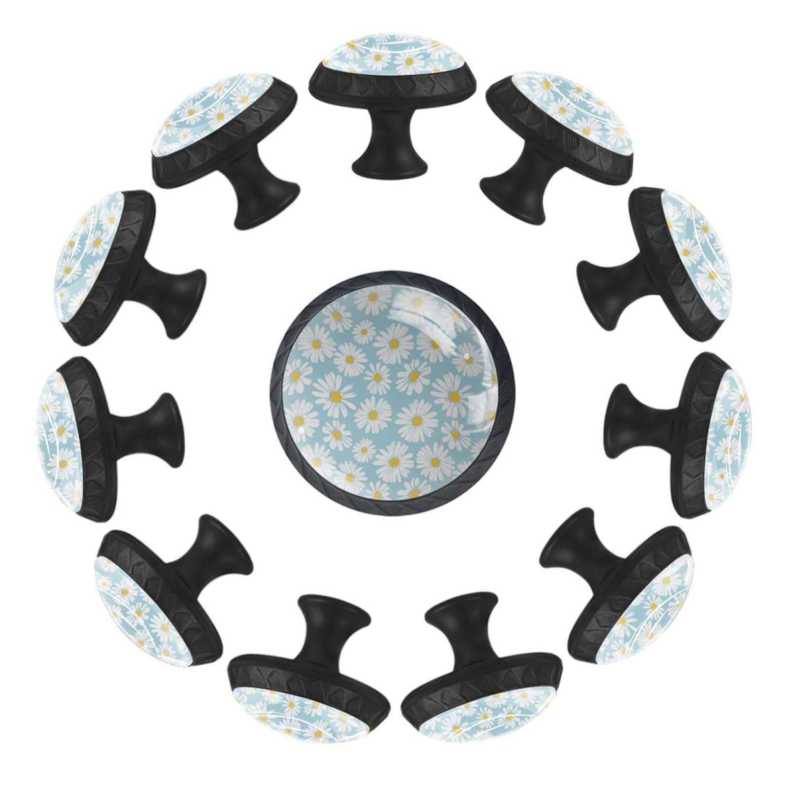 Boutons de tiroir ronds 35 mm bleu clair Little Daisy pour relooker une commode