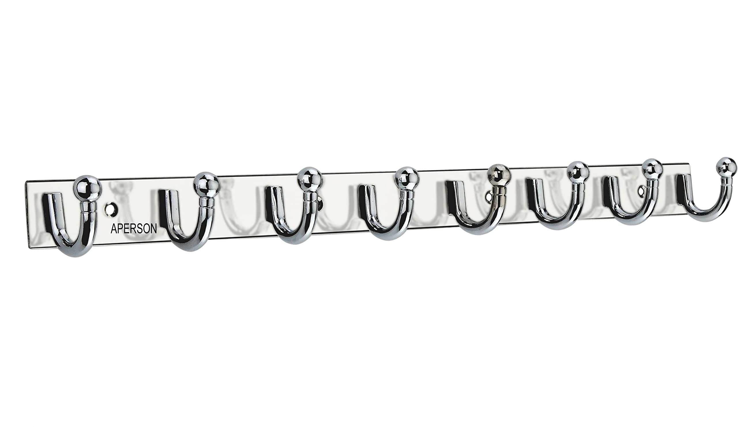 APERSON Premium Stainless Steel Stander Glossy Hanger Wall Mount Door Hook Premium Classic 8 Pin (Pack of 1) Cloth Hanger Wall Door Hooks Rail for Hanging Clothes, Towel Hook Rail-image-1