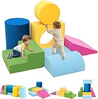 Edbuosy 7-Piece Toddler Indoor Climbing Toys - Colorful Foam Blocks, Modular Crawl & Slide Set for 1-3 Year Olds