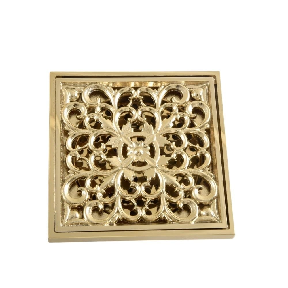 Drainage grates Gold Color Brass Floor Drain Tile Insert Square Waste Grates Bathroom Shower Grate