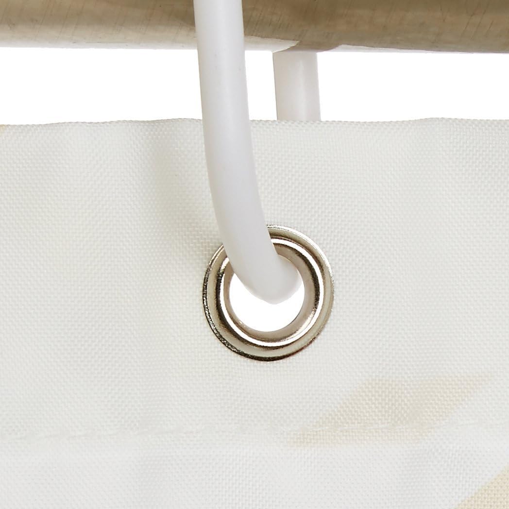 Amazon Basics Bathroom Shower Curtain, Water Resistant Fabric with Weighted Hem, Rust Resistant Grommets & Hooks, Machine Washable, 72"x72", Natural Herringbone