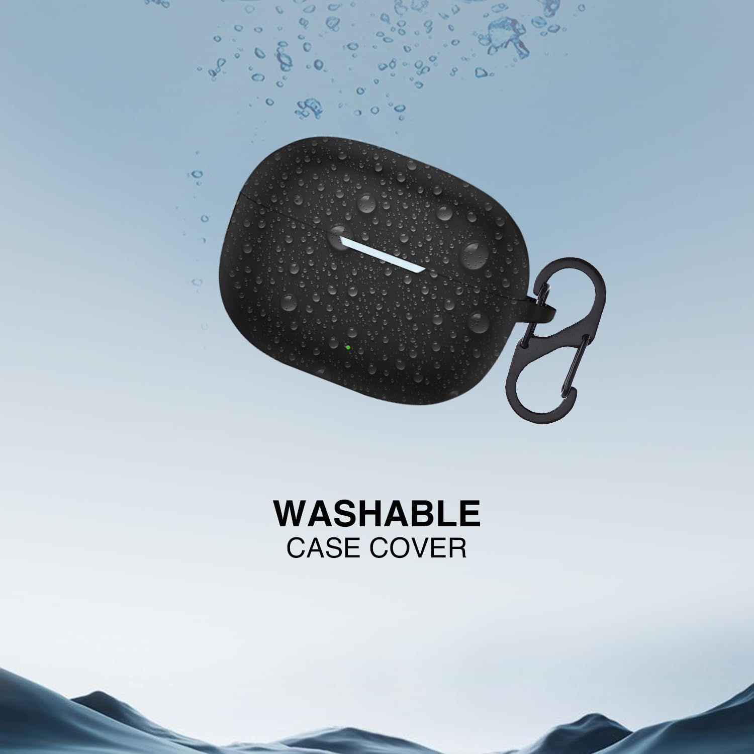 Prolet Earbuds Case Compatible with Realme Buds T200x/T200 Lite, Silicone Shockproof Dustproof Cover, 360 Degree Protection, Anti-Scratch Soft TPU Skin, Carabiner Hook (Black) — Amazon image 4