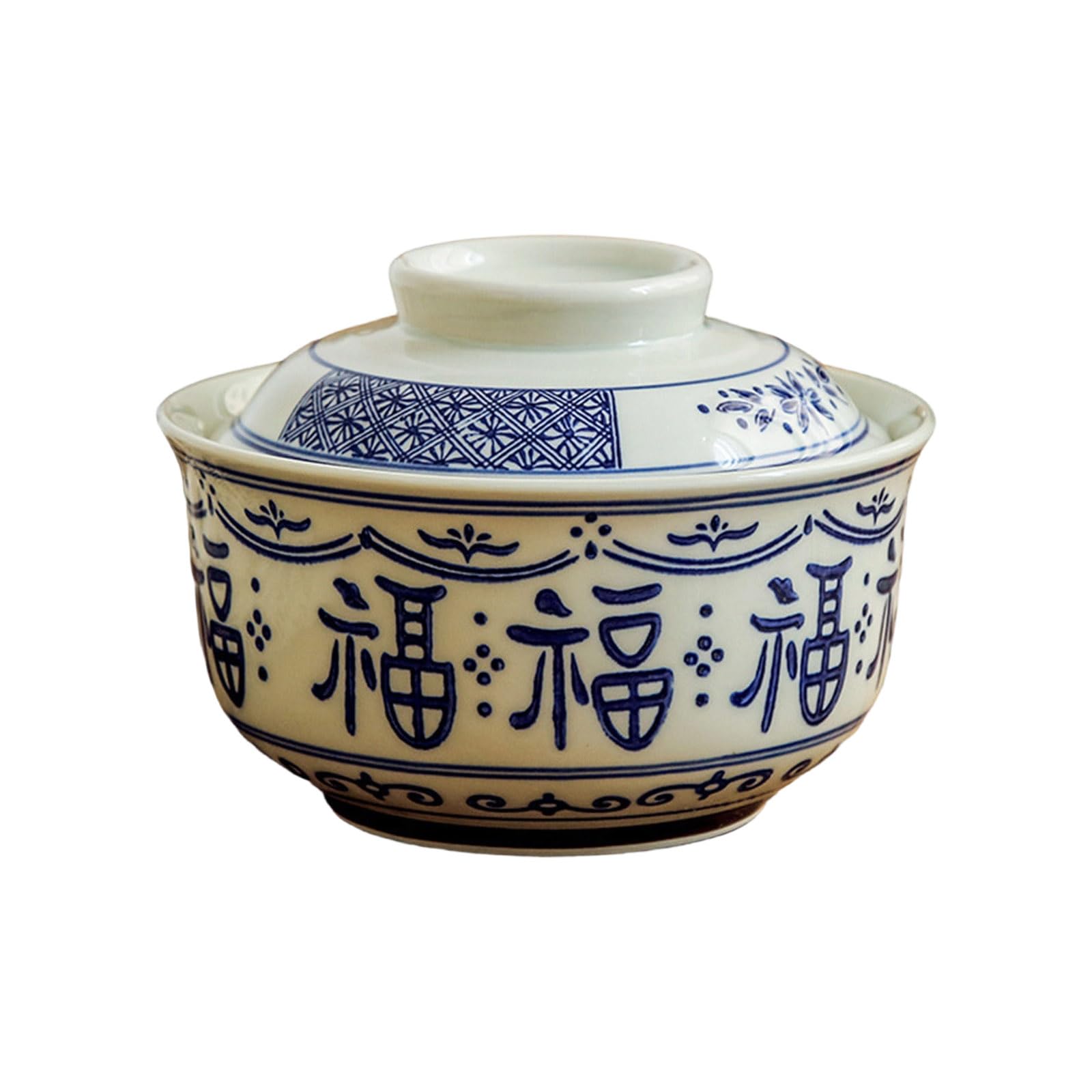 LUCKGONI Microwave Safe Ceramic Ramen Bowl with Lid for Spill Soup Noodles Serving Container in Homes Restaurant Kitchen