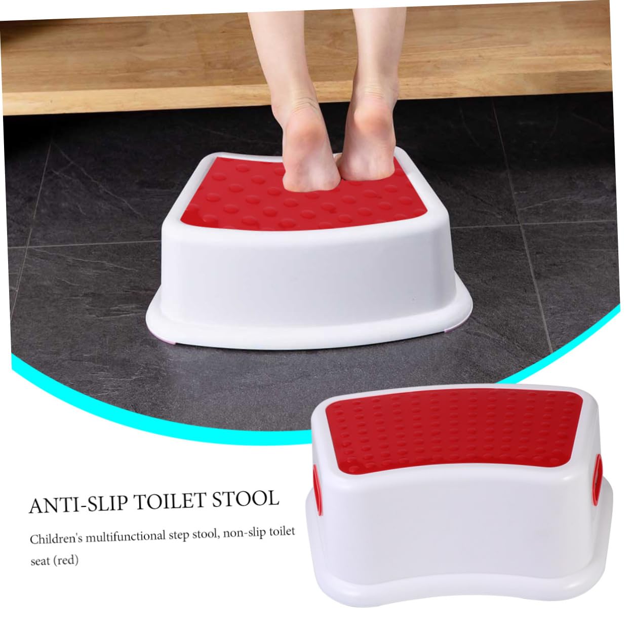 PRETYZOOM Sgabello per Bambini in Pp Rosso, Antiscivolo e Resistente Agli Urti, Leggero e Portatile, per Bagno e Casa
