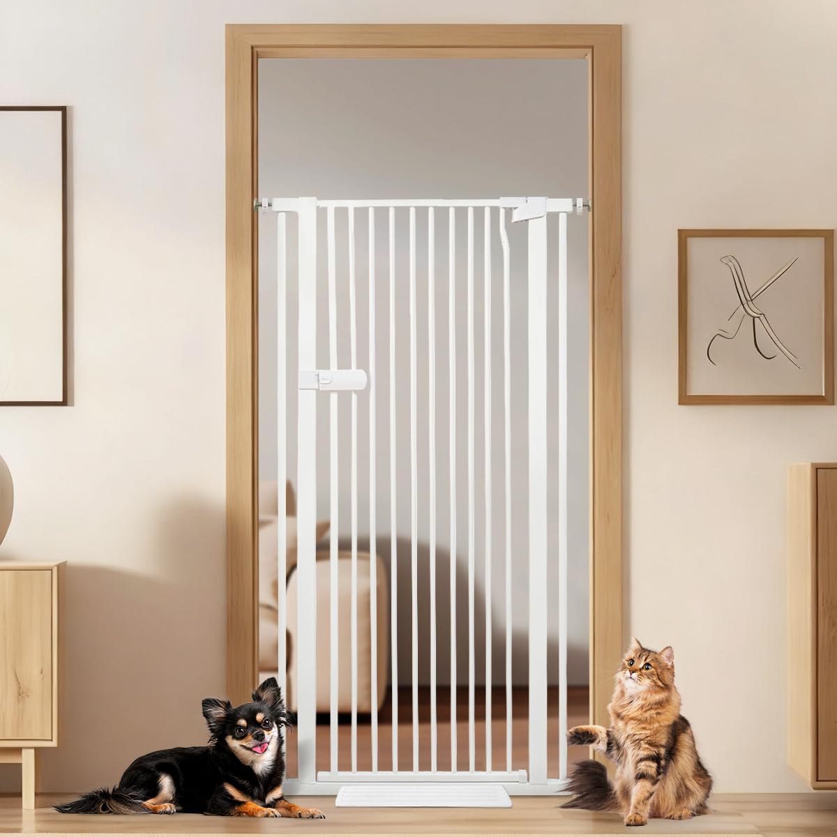 Amazon.co.jp: RAKU ペットゲート 猫 高155cm 3.5cm間隔 ハイタイプ