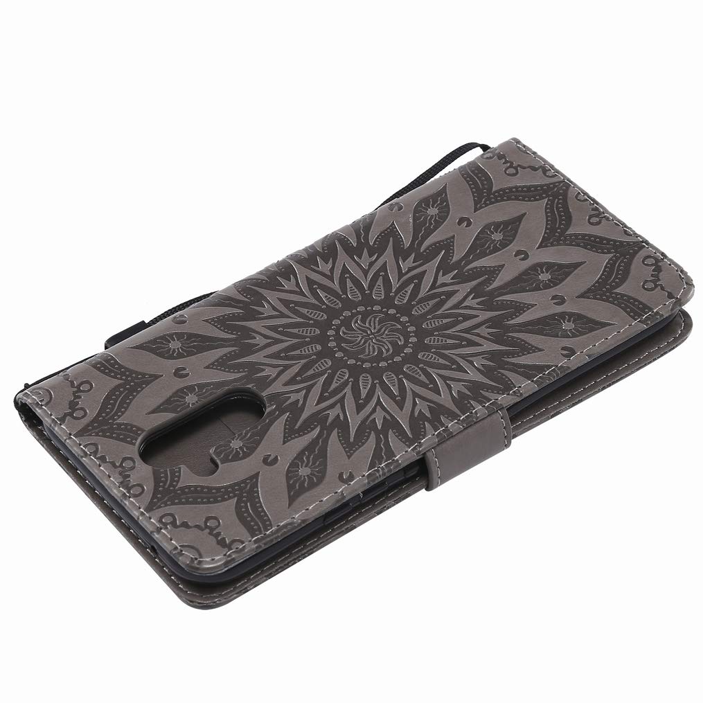 LEMORRY Handyhülle Für Huawei P8lite ALE-L21 - Leder Tasche Mit Magnet & Kartenfächern - Lila Blumenmuster