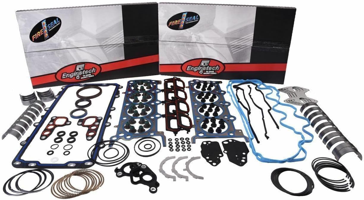 Engine Re-Ring Kit for 67-85 GM Chevrolet 5.7L 350 V8 | Standard Size Rings and Bearings, Full Gasket Set
