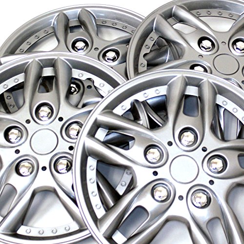 Image of WSC3-515S15 4pcs Set Snap-On Type (Pop-On) 15-Inches Metallic Silver Hubcaps Wheel Cover